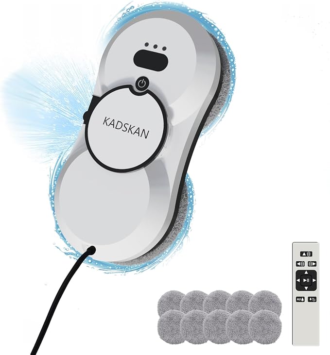 Window Cleaning Robot, Automatic Window Cleaner with Water Spray for Windows/Tiles/Class Door, Inside/Outside, 5600Pa Suction Power, 3.0 Path Planning, Remote Control
