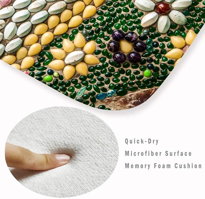 WODEJIA Non Slip Bath Rugs Sponge Foam for Bathroom,Flannel Mat Rug for Living Room, Absorbent MatS for Forlaundry Room and Kitchen,Colored Pebbles Welcome Mat 47x18 Inches