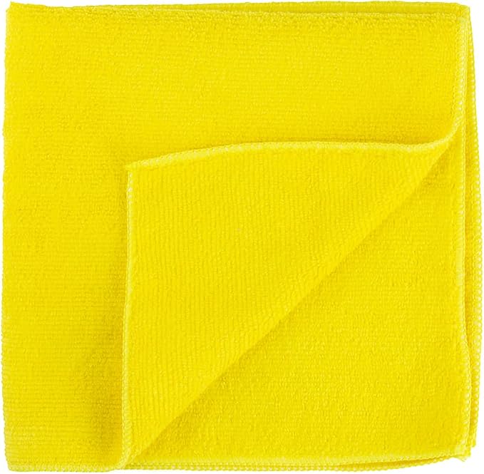 Restaurantware Clean Tek Professional 16 x 16 Inch Cleaning Cloths 100 Lint Free Microfiber Towels - Highly Absorbent Non Abrasive Yellow Microfiber Cleaning Rags Reusable For All Purpose Use