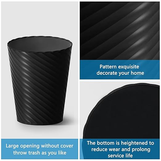 Lysam Bathroom Trash Can, 3 Pack 1.8 Gallons Small Trash Can with Trash Bags, Bathroom Garbage Can, Plastic Trash Bin, Round Waste Basket for Bedroom, Office, Kitchen, Room, Compact Space (Black)