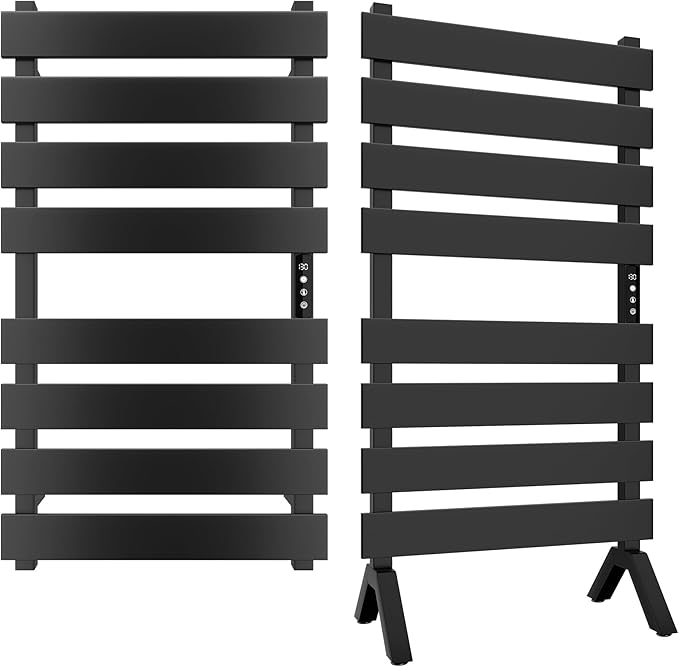 Poloma Freestanding Heated Towel Racks for Bathroom, Towel Warmer Rack, Towel Dryer, Matt Black. CSA Certified.