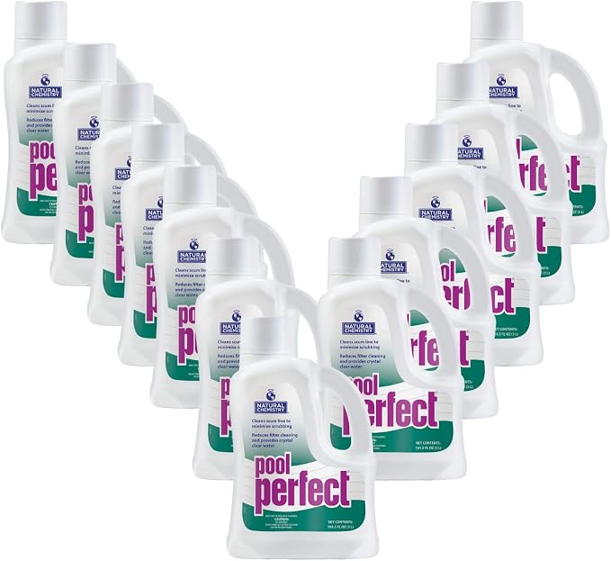 Natural Chemistry Pool Perfect, 3 Liter, 12 Pack | Reduce Scum Lines and Filters Cleanings, Ensures Crystal Clear Water, Compatible with All Sanitizing Systems