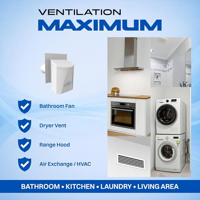 Ventilation Maximum AF4-C 4 Inch Outdoor Wall Dryer Vent Cover – Exterior Bathroom Exhaust Fan & HVAC Intake/Exhaust, Energy-Saving, Galvanized Steel, Weatherproof - Black