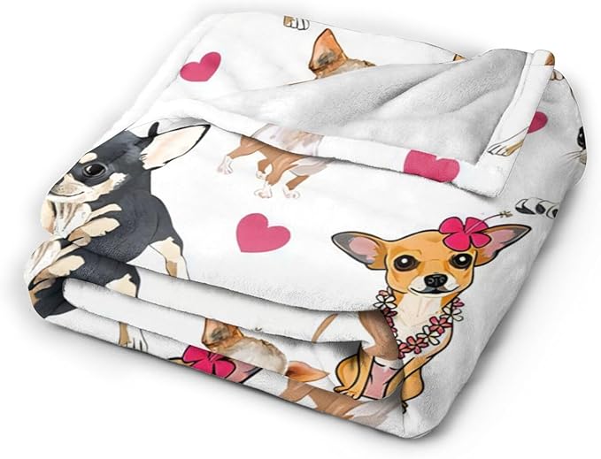 Tijuboni Chihuahua Throw Blanket Dog Gifts for Girls Boys Women Men Kids Adults Soft Flannel Fleece Blanket for Couch Sofa Bed Home Decor 40"x50"