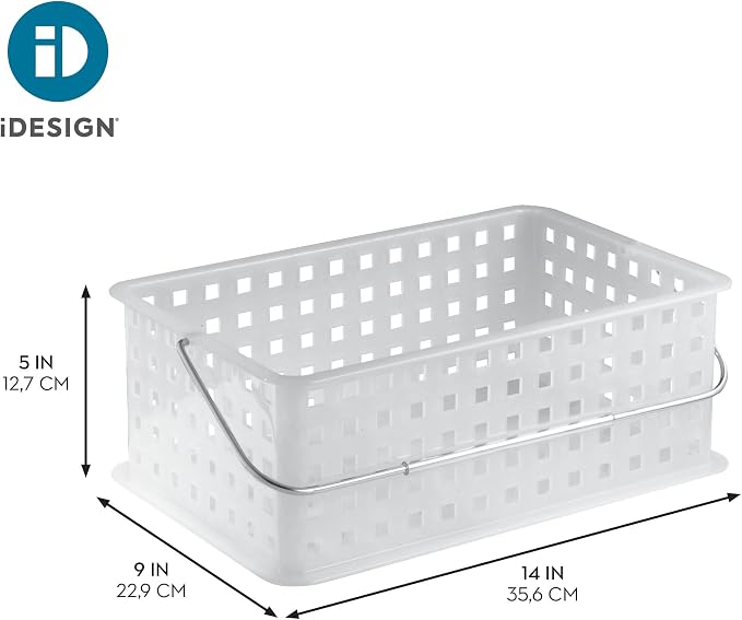 iDesign Portable Shower Caddy Basket, Set of 3, Clear/Frost | For Dorm or Bathroom, Made in USA