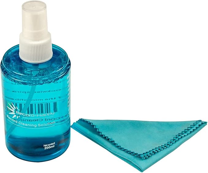 Vinyl Record Cleaner Solution Kit – Premium LP Cleaning Fluid and Carbon Fiber Brush 6.7oz Spray and Microfiber Anti Static Cloth for your Prized Album Collection
