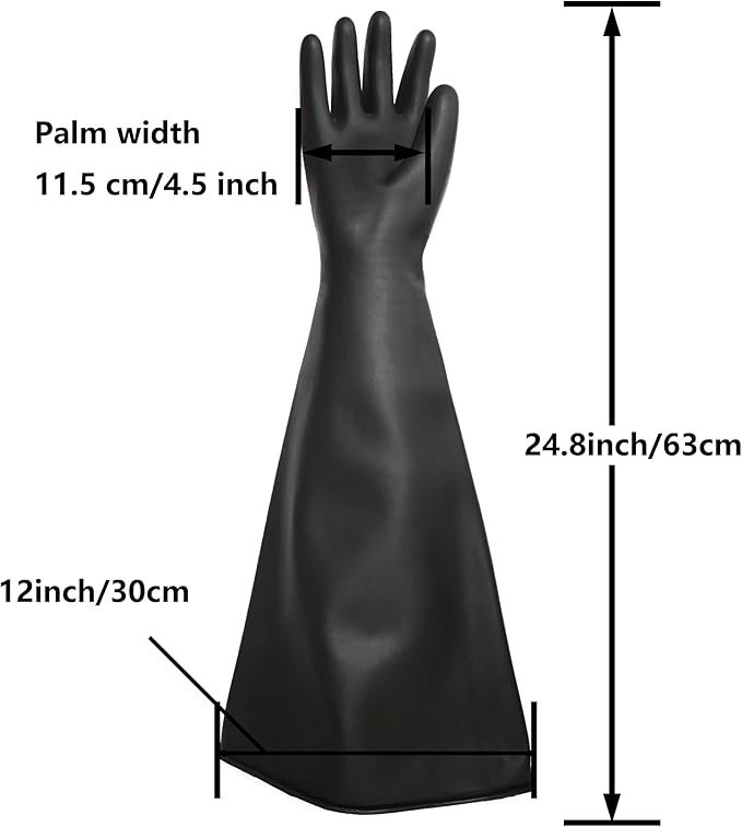 Heavy Duty Sandblasting Gloves 27.5" Rubber Gloves for Sandblaster Protective Safety Work Black Striped