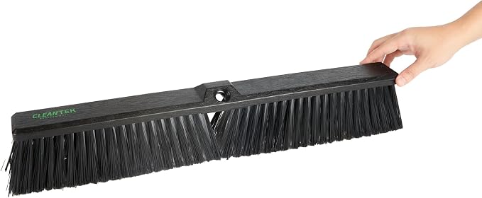 Restaurantware-BROOM HEAD ONLY: Clean Tek Professional 23.62-Inch Push Broom Head, 1 Heavy-Duty Cleaning Tool - Handle Sold Separately, Fine Flagged Bristles, Black Plastic, Outdoor Use