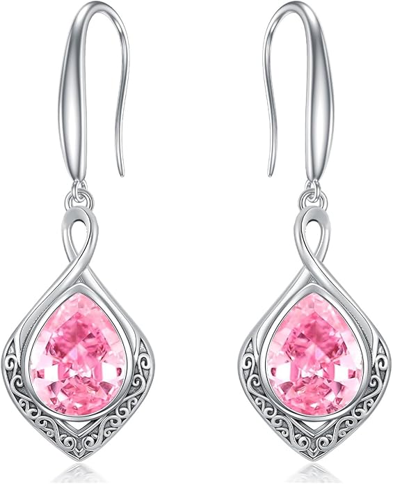 PELOVNY Celtic Knot Filigree Earrings for Women 925 Sterling Silver Moss Agate/Birthstone Infinity Earrings Birthday Christmas Jewelry Gifts for Mom Daughter Wife Sister