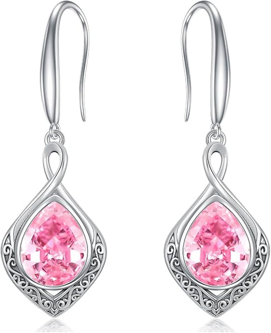 PELOVNY Celtic Knot Filigree Earrings for Women 925 Sterling Silver Moss Agate/Birthstone Infinity Earrings Birthday Christmas Jewelry Gifts for Mom Daughter Wife Sister