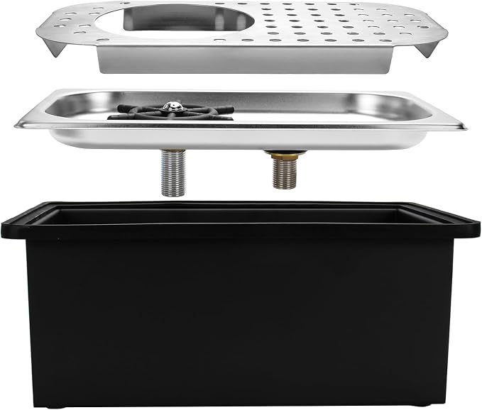 DIBTSA Pitcher Rinser with Base and Drip Tray, Stainless Steel Countertop Glass Rinser Cup Washer Sink with Side Spray, 13.38" x 7.48" x 5.7", Silver A