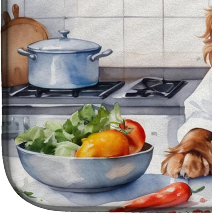 Caroline's Treasures DAC6244DDM English Cocker Spaniel The Chef Dish Drying Mat Absorbent Dish Drying Mat Pad for Kitchen Counter Dish Drainer Mat for Countertop, 14 x 21", Multicolor