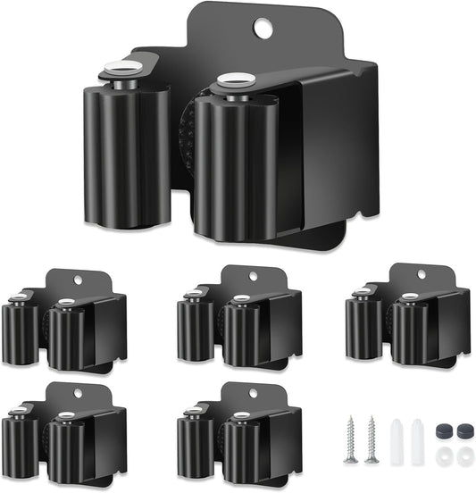 5 PCS Broom Holder Wall Mount, Upgraded Heavy Duty Mop and Broom Holder Wall Mount, Stainless Steel Broom Hanger Mop Holder Rack for Kitchen Laundry Garden Tool Organizer