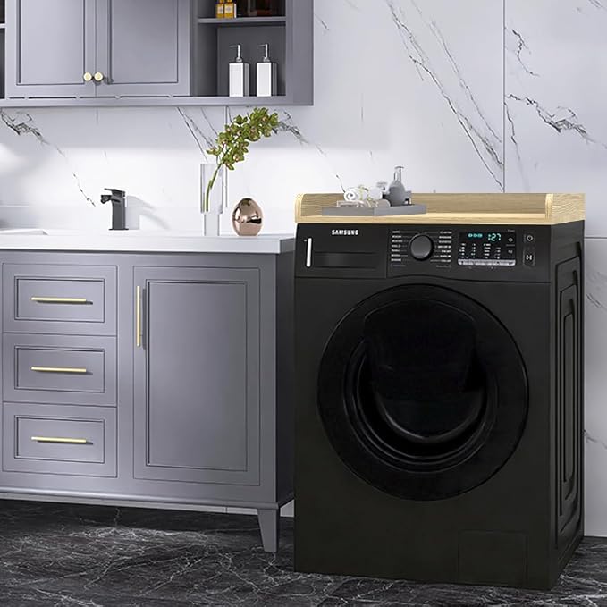 Washer Dryer Countertop Only, 27.5" x 27.5" Laundry Room Countertop for Folding, Washer and Dryer Countertop Single with Non-Slip Pads, Easy Install Washer and Dryer Topper with Edge Rails Wood