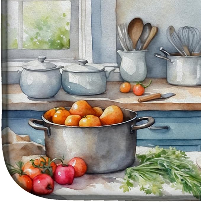 Caroline's Treasures DAC6199DDM Bedlington Terrier The Chef Dish Drying Mat Absorbent Dish Drying Mat Pad for Kitchen Counter Dish Drainer Mat for Countertop, 14 x 21", Multicolor