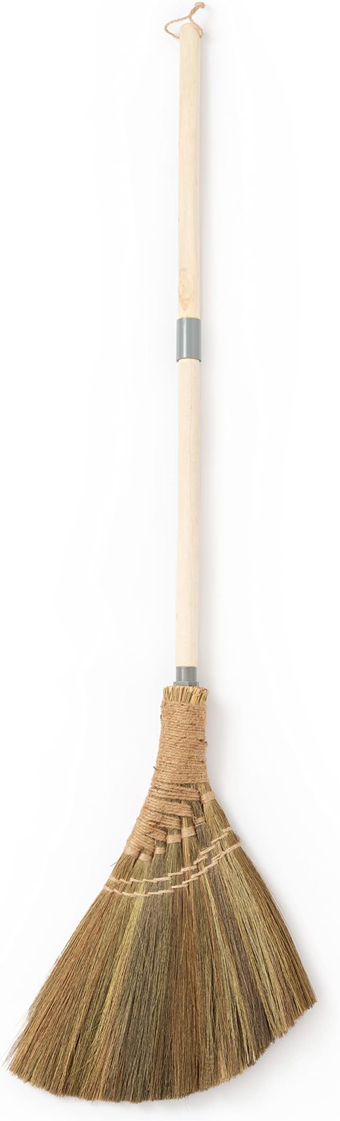 BMart Home Natural Whisk Broom – Vietnamese Straw Soft Broom for Indoor-Outdoor Cleaning, Yard, Sofa, Car Hood, Decoration, 54.72-Inch Long (Natural Handle)
