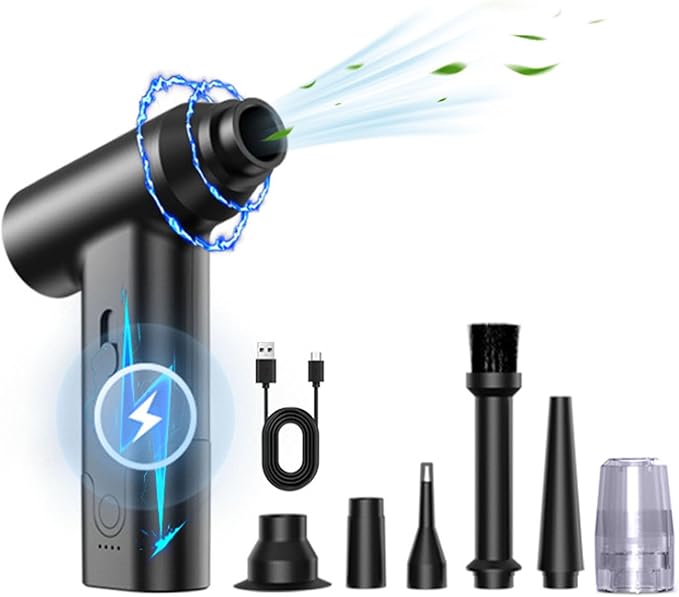 Luqeeg Electric Air Duster, Efficient 6 Connectors Compressed Cordless Hand Blower, Keyboard Cleaner | Cleaning Tools | Dust Cleaner for Cleaning Keyboards Cameras Air Beds Boats