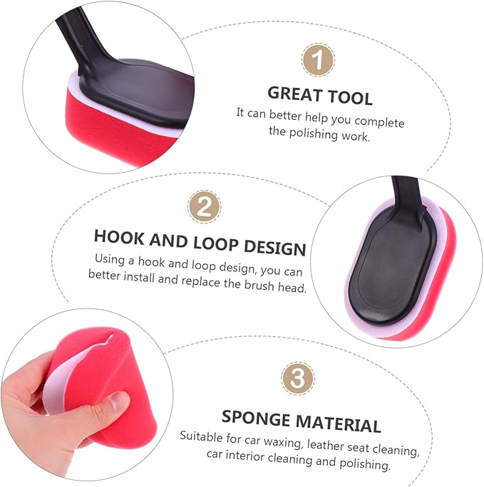 Healifty 5pcs Car Wash Brush Tire Shine Applicator Car Waxing Tool Natural Sponge for Cleaning and Polishing
