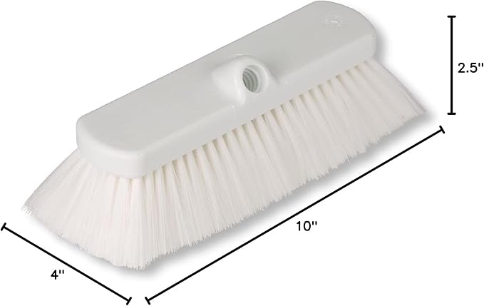 SPARTA 41278EC02 Flo-Thru Plastic Wall Scrub Brush, Equipment Brush With Soft Nylex Bristles For Industrial Kitchens, Hospitals, Commercial Cleaning, 4 Inches, White, (Pack of 12)