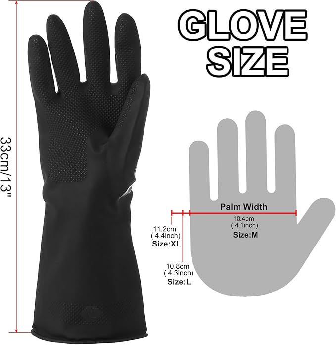 MECCANIXITY Chemical Resistant Glove, Latex Industrial Anti-Slip Protective Safety Work Glove for Cleaning Dish