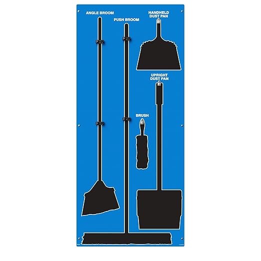 Clean & Sweep 5S Shadow Board/Wall Mount Broom Holder, 68" x 30" Board, 5S Cleaning Station - Board Only, Tools Sold Separately, Made in The USA by AccuformNMC, Blue/Black, PSB114BUBK