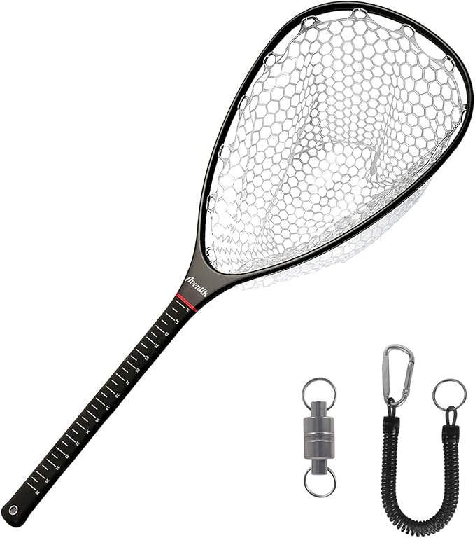 Aventik Fly Floating Fishing Net Carbon Fiber Landing Trout Net Light Weight Clear Rubber Ghost Net Catch & Release