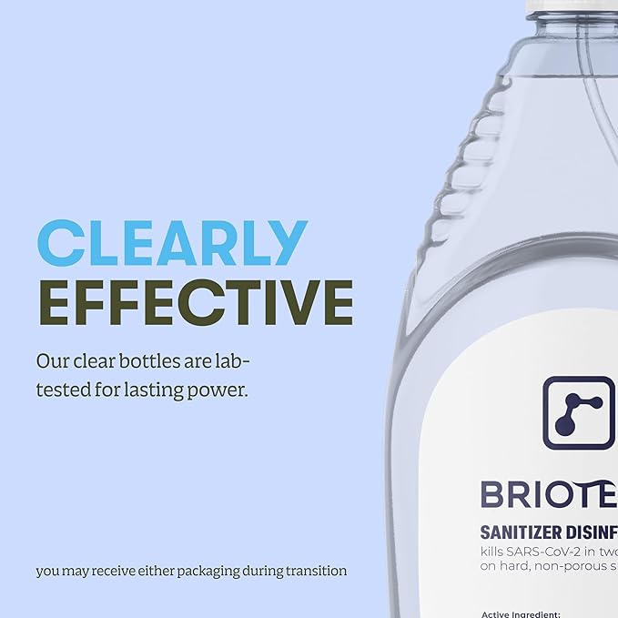 BRIOTECH Sanitizer Disinfectant Hypochlorous Spray, Kill 99.99% of Viruses & Bacteria, Control Mold, Eliminate Odor, Gentle for Nursery & Play Rooms, Food Contact Surface Sanitizer, 32 fl oz Refill