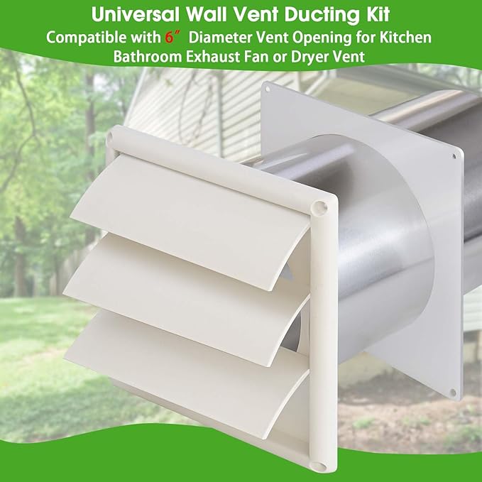 6" Dryer Vent Kit with Hose/Duct Connector/Wall Plate, Dryer Vent Hose Connector Wall Ducting Kit for Bathroom Ventilation Fans Exhaust,Ceiling Washer Air Circulation