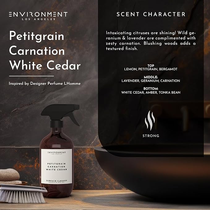 ENVIRONMENT Inspired by Designer Perfume Lhomme Surface Cleaner (Petitgrain | Carnation | White Cedar) All-Purpose Cleaner