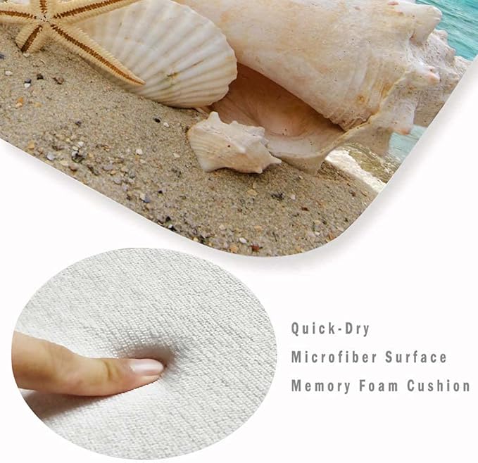 WODEJIA Non Slip Bath Rugs Sponge Foam for Bathroom,Soft Flannel Mat Rug for Living Room, Absorbent Water Clearance MatS for Forlaundry Room and Kitchen,Ocean Beach Themed Carpt 71x24 Inches