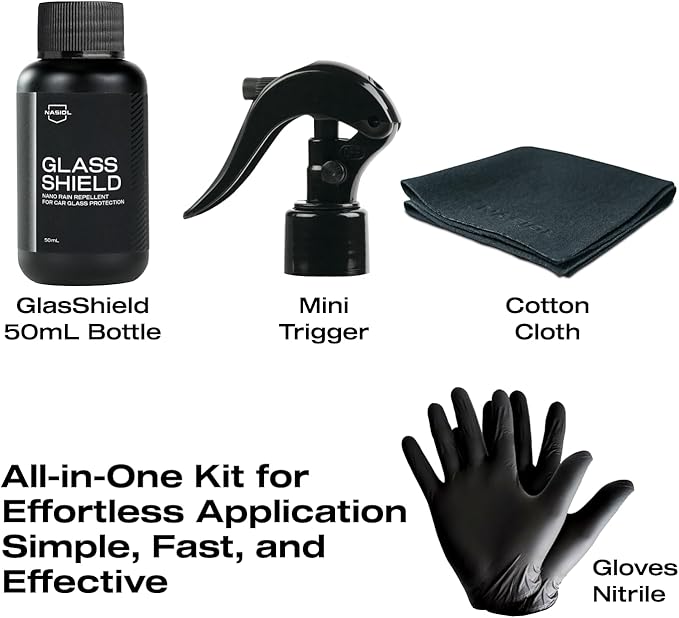 Nasiol GlasShield Nano Rain Repellent for Car Windshield, Glass Ceramic Coating, Super Hydrophobic to 30000 Miles, Super Easy Application Spray&Wipe, Clear Vision for Safe Driving, Easy Ice Removal