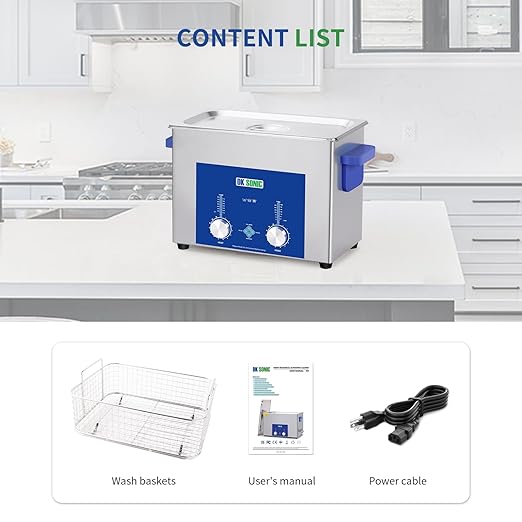 DK SONIC Industrial Ultrasonic Cleaner 4L,120W Commercial Ultrasonic Jewelry Cleaner with Encoded Timer, Heater& Basket, Multi-Application for Jewelry, Glasses, Chains, Watches