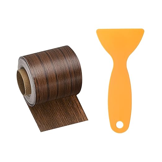 HARFINGTON Wood Grain Repair Tape 2 Inch x 33ft Self Adhesive Repair Patch Tape Simulated Wooden Floor Tapes with Plastic Scraper for Tables Doors Windows Furniture, Ebony