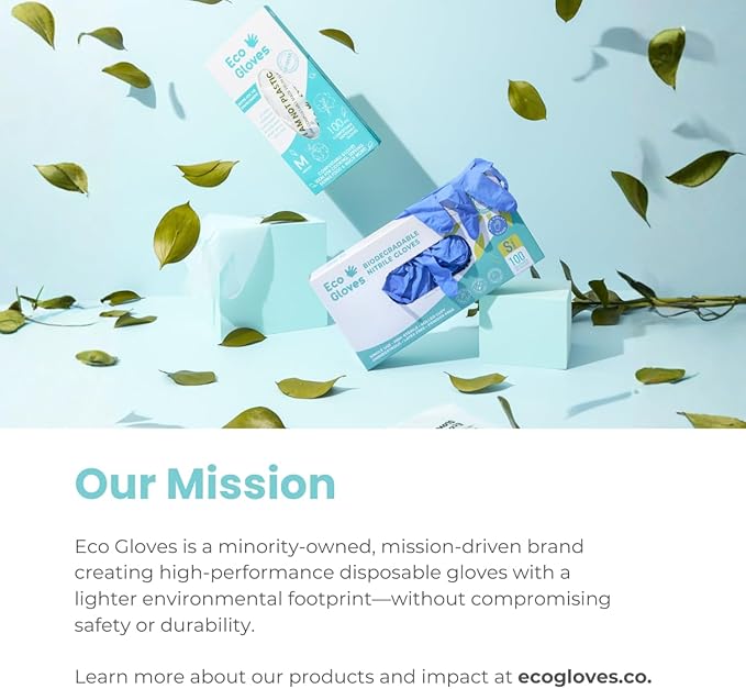 Eco Gloves Biodegradable BLUE VIOLET Nitrile Disposable Gloves, 4 Mil, Powder Free, Latex Free, Food Safe,Tattoo, Cleaning