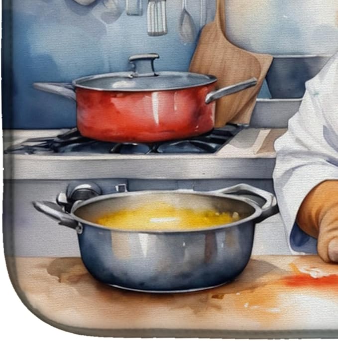 Caroline's Treasures DAC6324DDM Shar Pei The Chef Dish Drying Mat Absorbent Dish Drying Mat Pad for Kitchen Counter Dish Drainer Mat for Countertop, 14 x 21", Multicolor