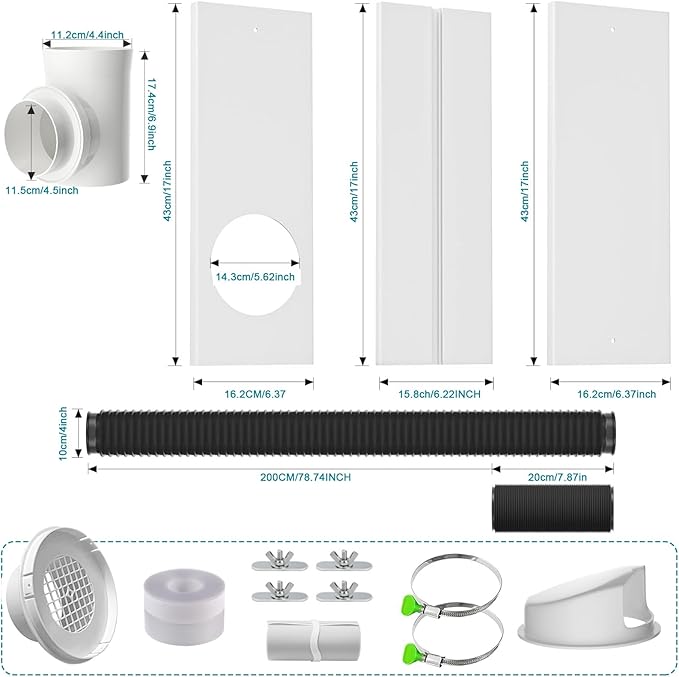 Dryer Vent Window Kit, Adjustable Window Vent Kit & 90° Elbow Connector Fits 4" Diameter Dryer Exhaust Hose with Outdoor Dryer Vent Cover, Universal Seal for Sliding Windows