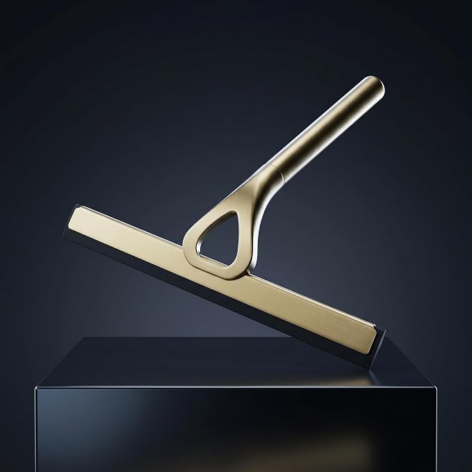 Stainless Steel Squeegee Tools, Window Glassware Household Bathroom Squeegees Mirror Artifact Glass Brush for Scratch Glass Cleaner Gold Tile Ceramic Shower Squeegees