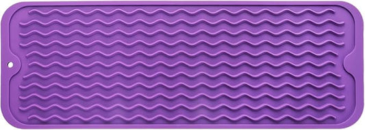 MicoYang Silicone Dish Drying Mat for Multiple Usage,Easy clean,Eco-friendly,Heat-resistant Silicone Mat for Kitchen Counter,Sink,Bar,Bottle,or Cup Purple M 17 inches x 6 inches