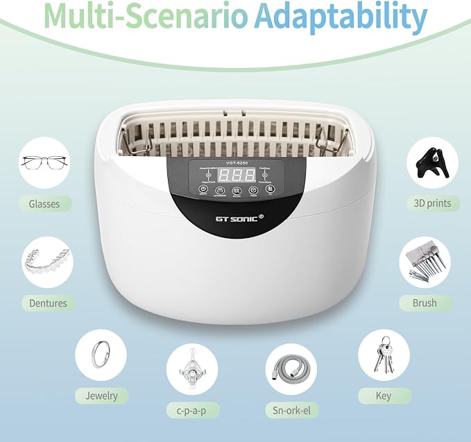Ul/tra/sonic Cleaner 2.5L, Portable Sonic Cleaning Machine with Timer & Degas, for Jewelry, Eyeglasses, Watches & Small Parts