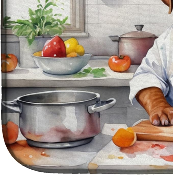 Caroline's Treasures DAC6241DDM Dogue de Bordeaux The Chef Dish Drying Mat Absorbent Dish Drying Mat Pad for Kitchen Counter Dish Drainer Mat for Countertop, 14 x 21", Multicolor