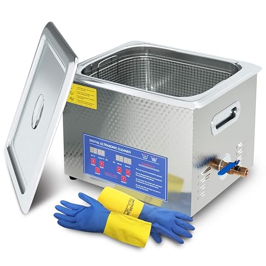 Industrial Grade Ultrasonic Parts Cleaner Stainless Steel 10L Large Capacity with 400W Heating Power for Carbs Car Parts Bullets and Gun Parts ect DAREFLOW
