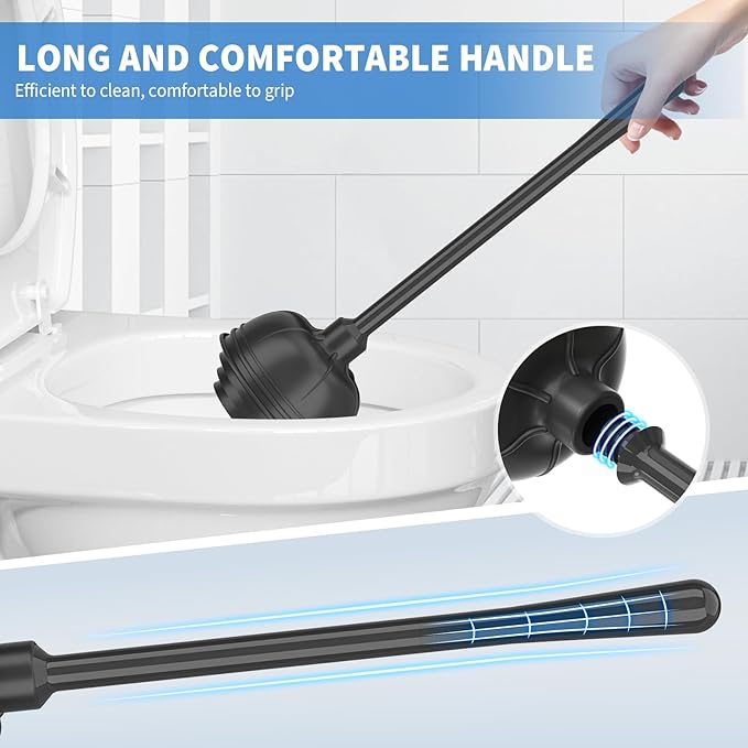 Toilet Plunger and Brush,2 Pack Bowl Brush and Heavy Duty Toilet Plunger Set with Holder, 2-in-1 Bathroom Cleaning Combo with Modern Caddy Stand for 5.7-inch Toilet Drain Bathroom Cleaning