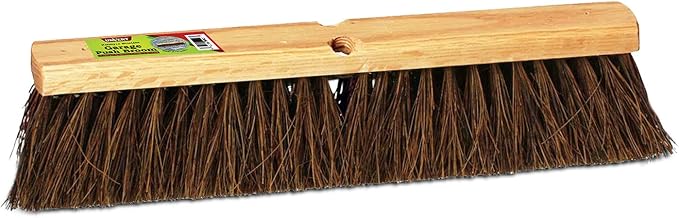Indoor & Outdoor Broom Head – Heavy Duty Hardwood Block – Palmyra Bristles – Deck Scrub Brush – Two Threaded Handle Holes for Better Assist (16")