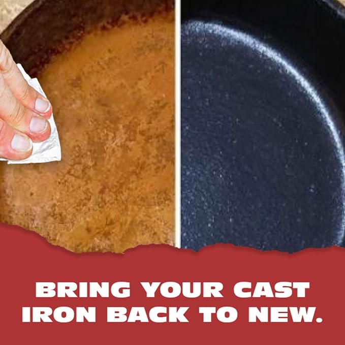 Cast Iron Care Kit: 9"x6" Scrubber, Wax, 6" Bonus Scrubber