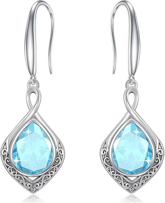 PELOVNY Celtic Knot Filigree Earrings for Women 925 Sterling Silver Moss Agate/Birthstone Infinity Earrings Birthday Christmas Jewelry Gifts for Mom Daughter Wife Sister