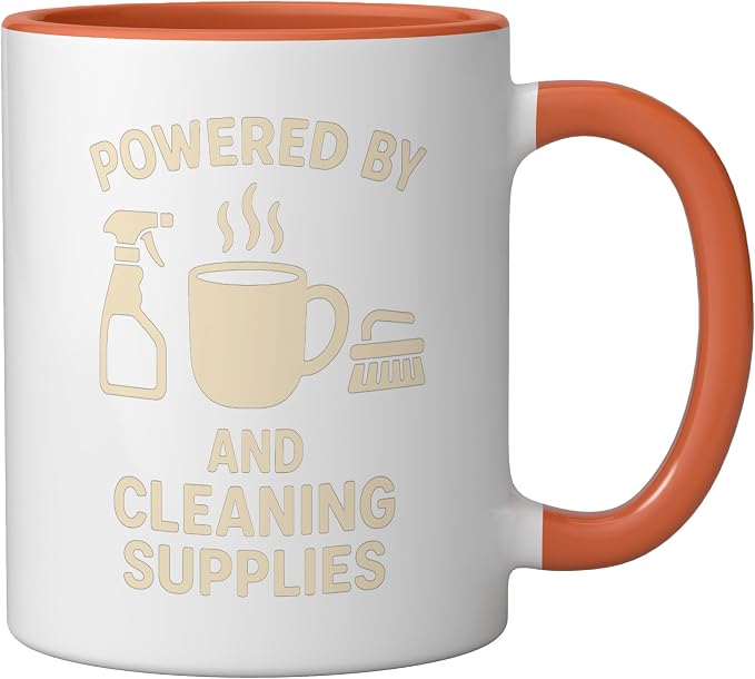 Coffee & Cleaning Supplies Daily Fuel Ceramic Mug, Orange/White