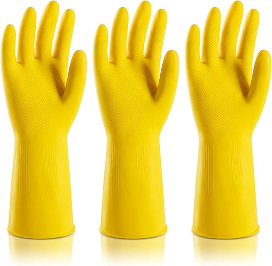 ThxToms Heavy Duty Rubber Cleaning Gloves, Reusable Dishwashing Gloves for Kitchen, Gardening, Pet Care - 20 Mil Extra Thick