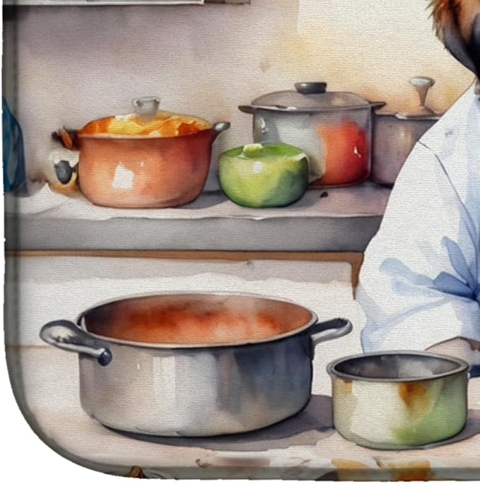 Caroline's Treasures DAC6317DDM Saint Bernard The Chef Dish Drying Mat Absorbent Dish Drying Mat Pad for Kitchen Counter Dish Drainer Mat for Countertop, 14 x 21", Multicolor