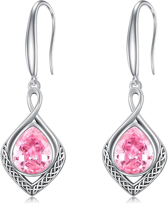 PELOVNY Celtic Knot Filigree Earrings for Women 925 Sterling Silver Moss Agate/Birthstone Infinity Earrings Birthday Christmas Jewelry Gifts for Mom Daughter Wife Sister