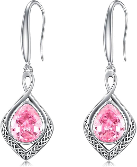 PELOVNY Celtic Knot Filigree Earrings for Women 925 Sterling Silver Moss Agate/Birthstone Infinity Earrings Birthday Christmas Jewelry Gifts for Mom Daughter Wife Sister